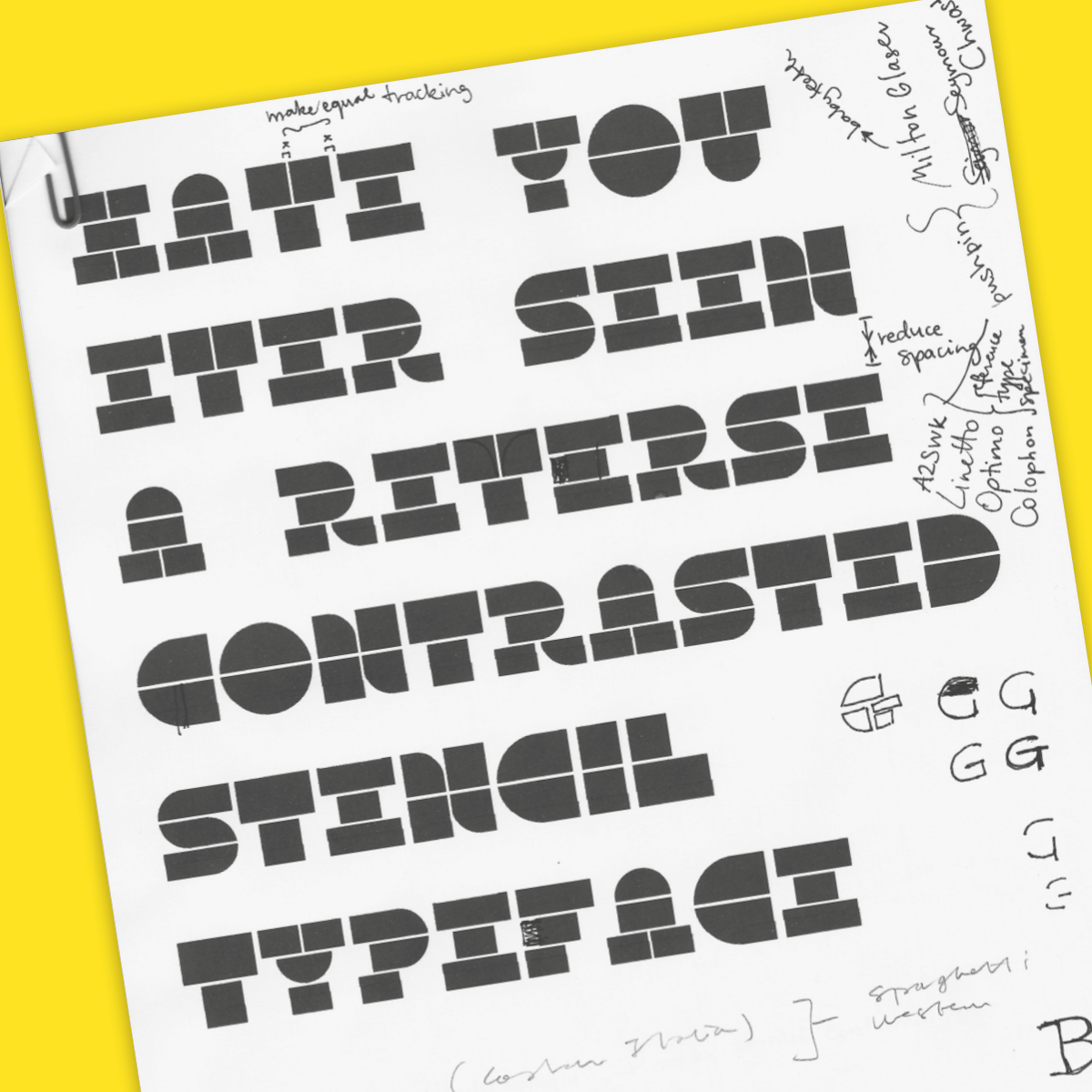 Streco Typeface Design Sketch