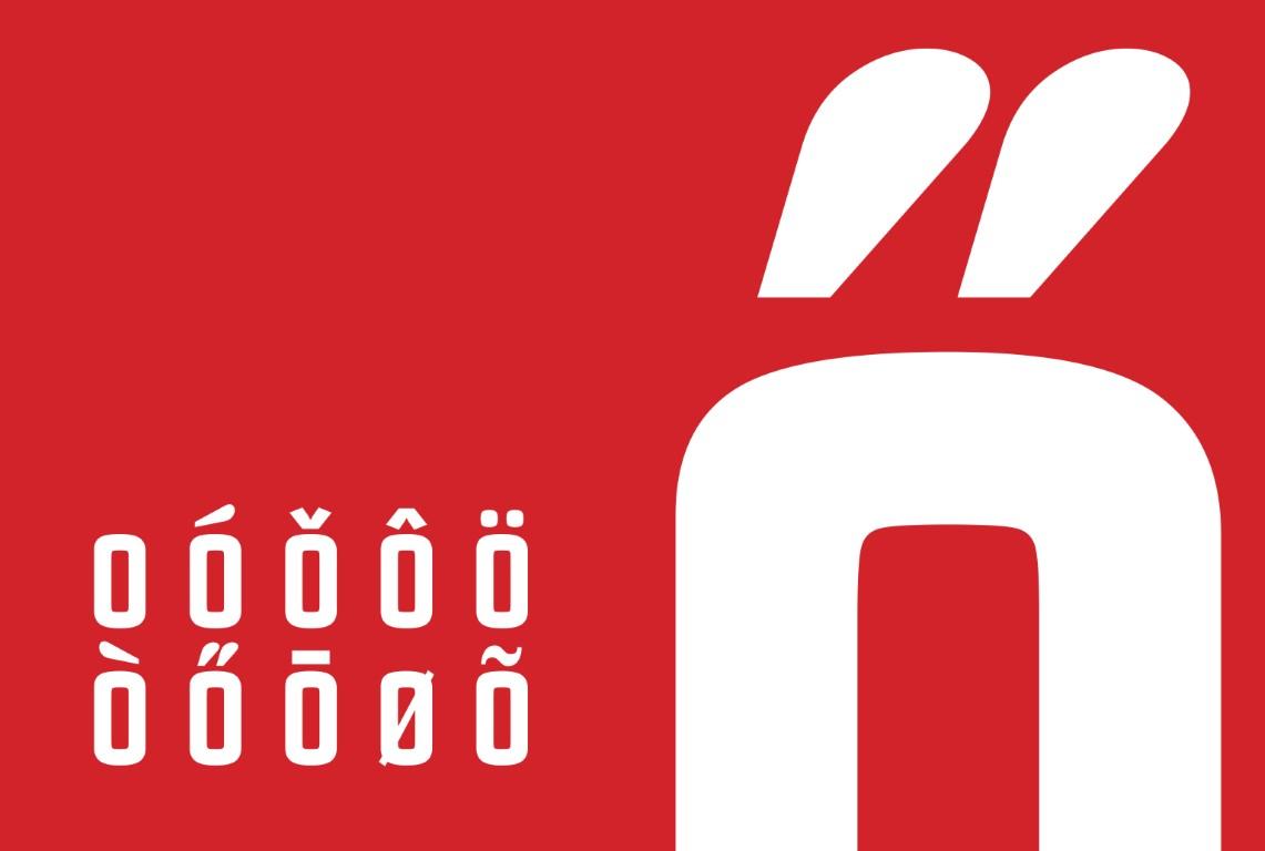 A compilation of the letter O in different accents with a white font on a red background
