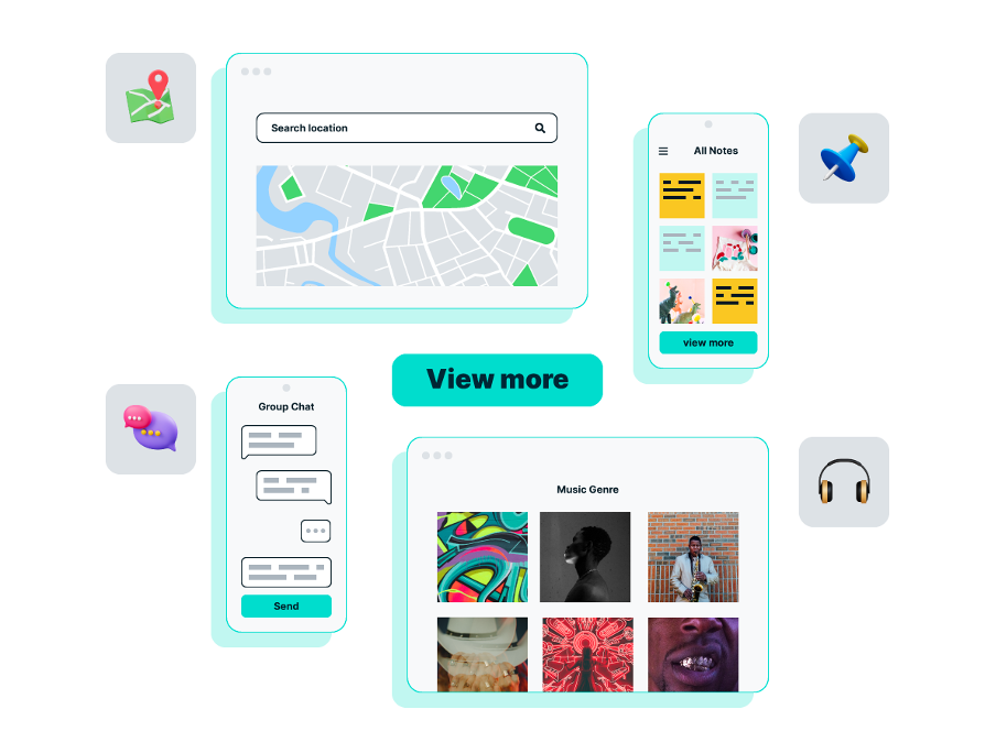Visual of app screens