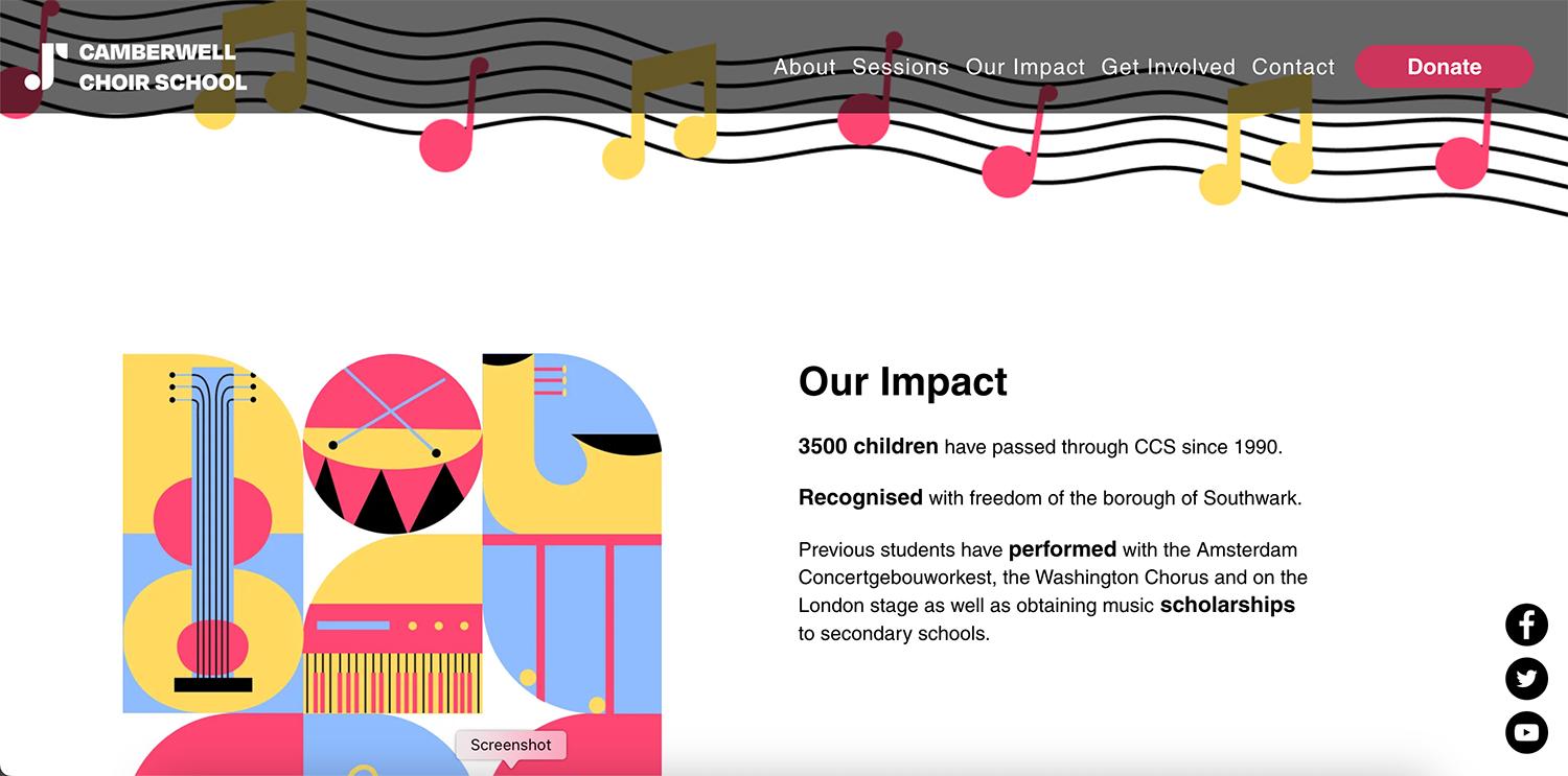 Website design for Camberwell Choir School
