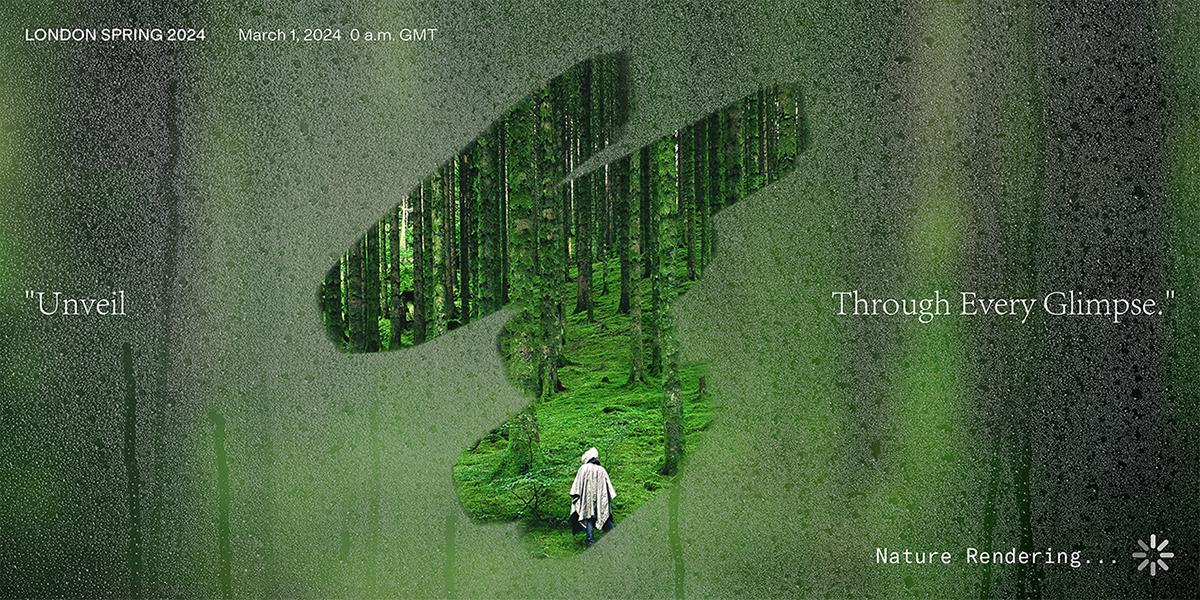 Billboard design of a figure in a green forest