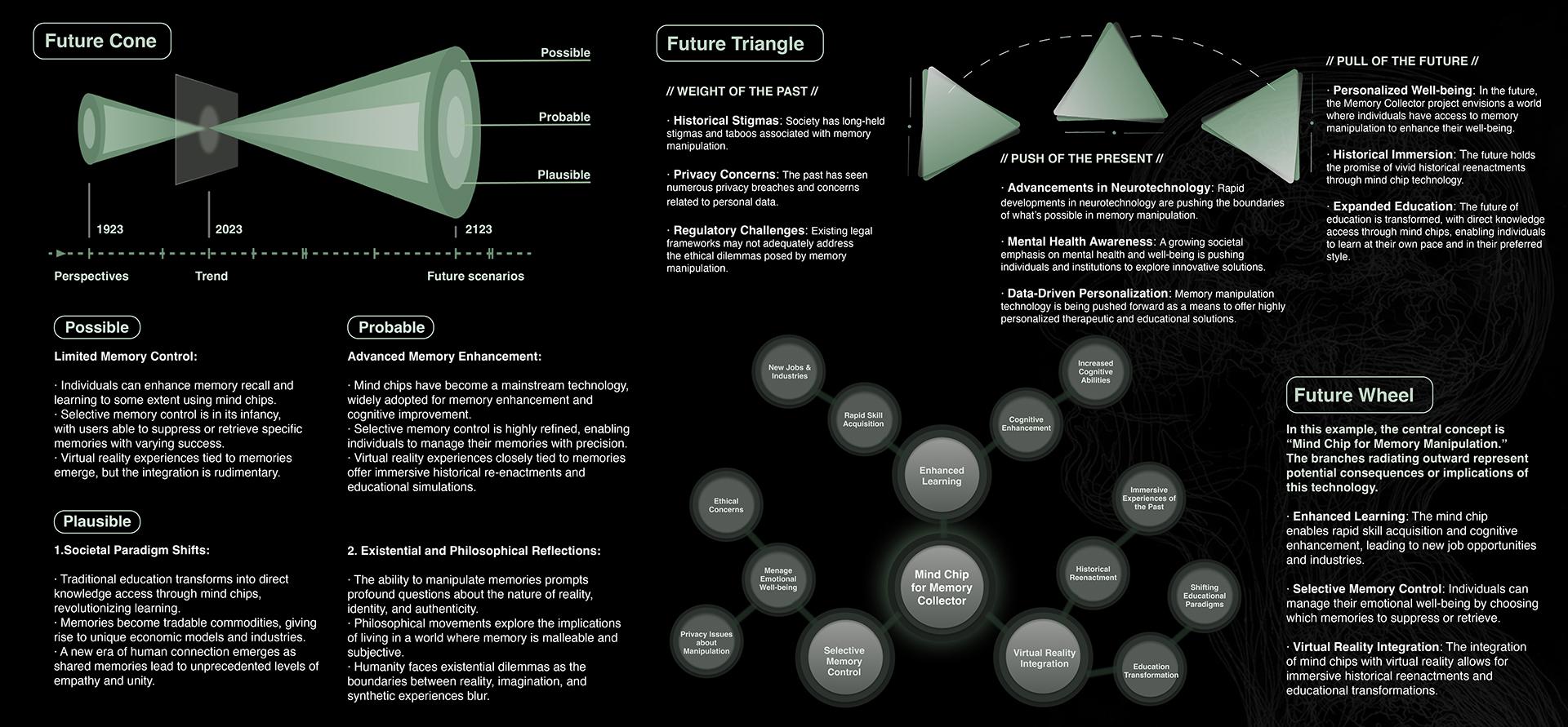 Page from the Visual Summary describing the future cone for the project.