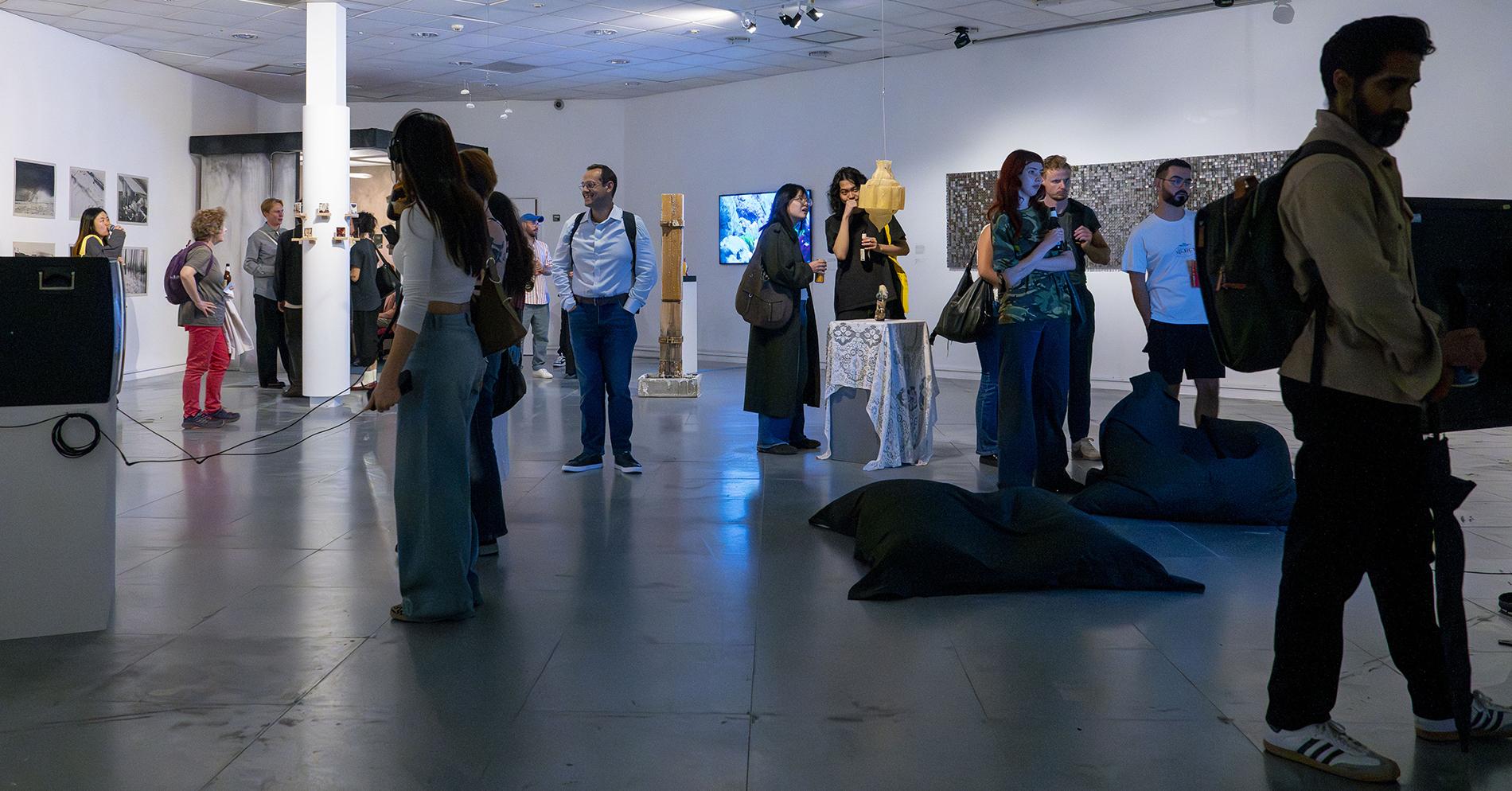 General overview of exhibition space with visitors