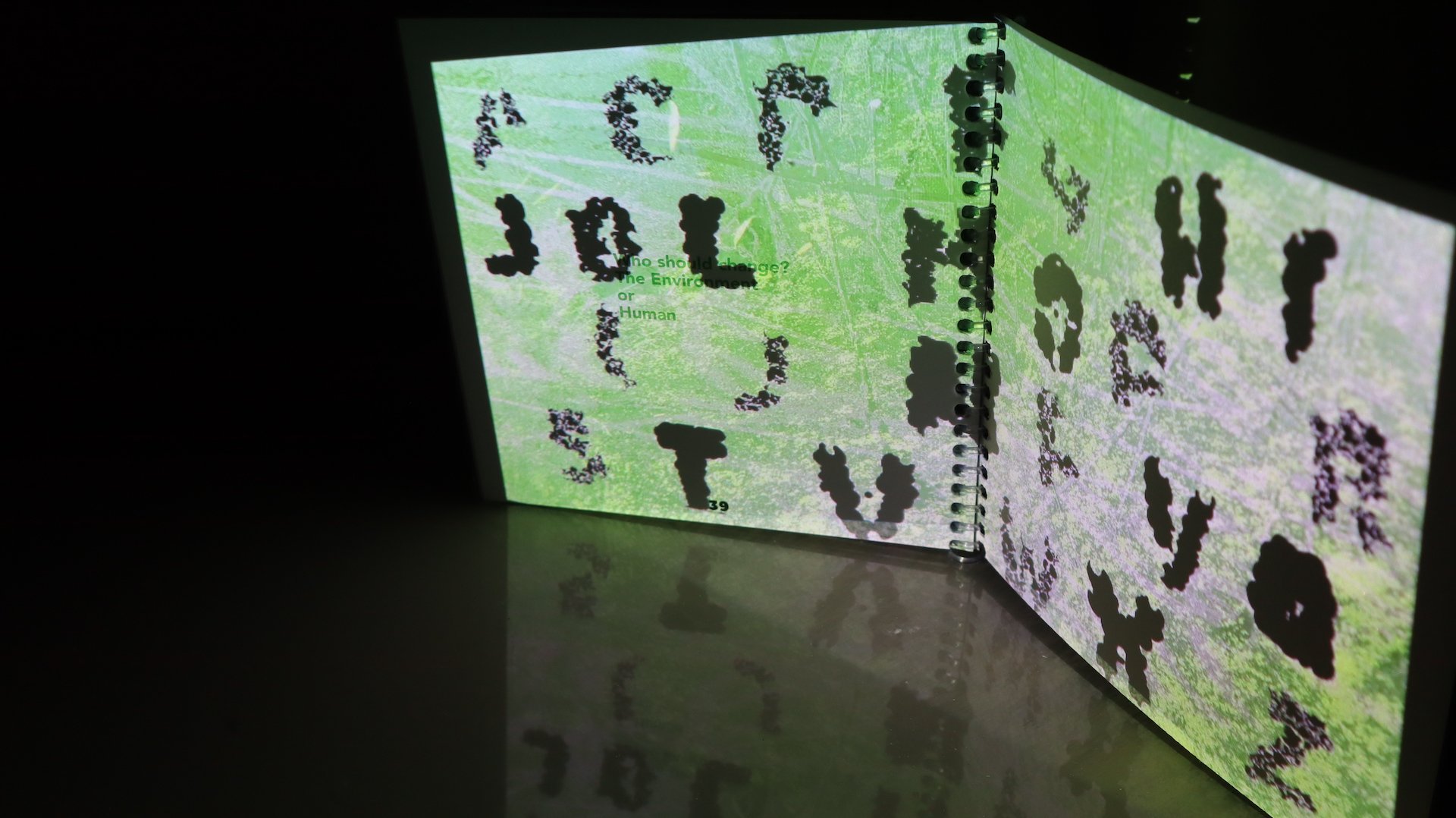 Projecting dynamic changes in typeface into the booklet.