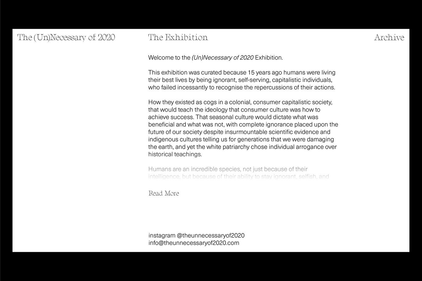 The (Un)Necessary of 2020