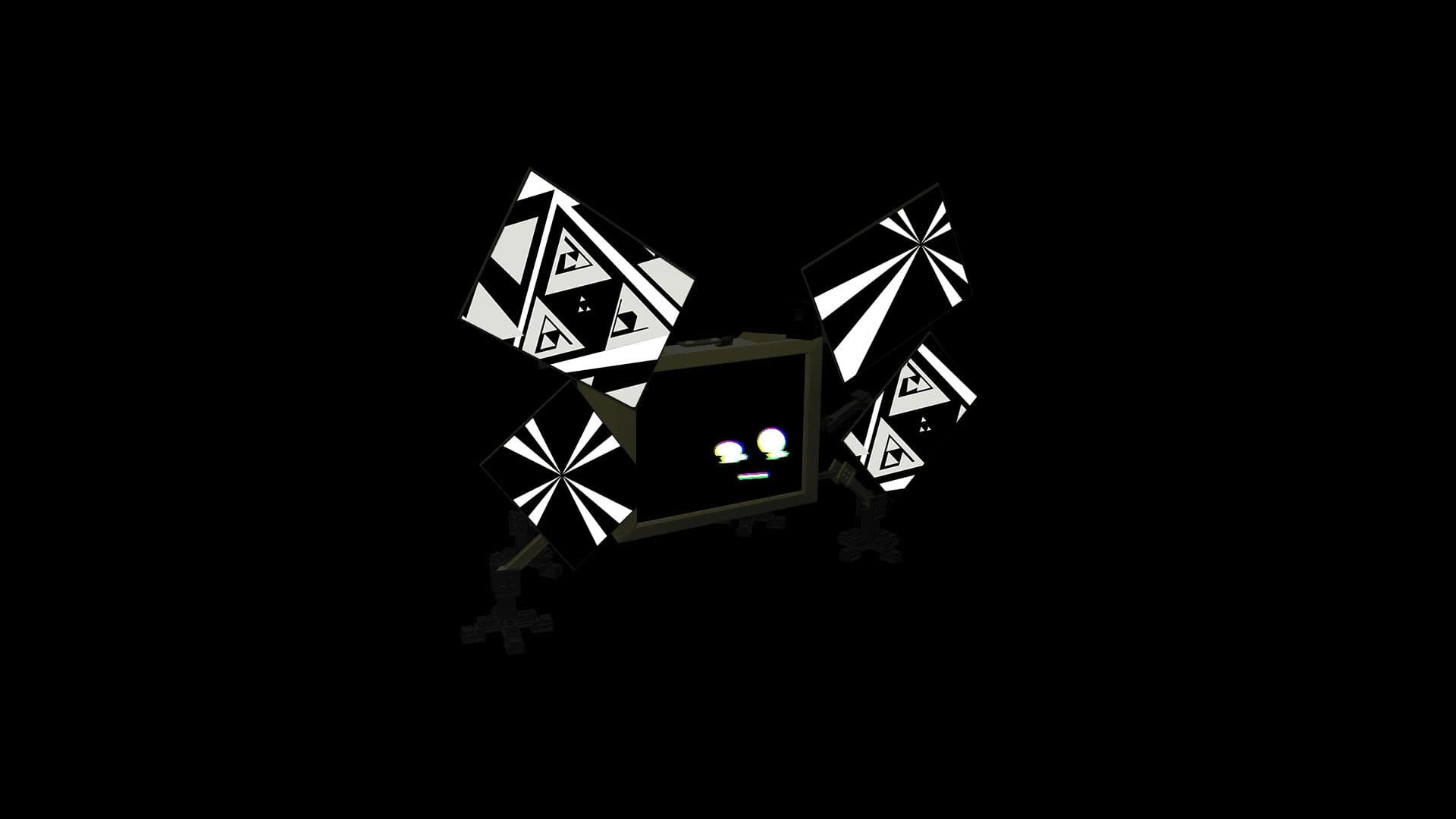 Here is a render of the main stage element (the boss character) showing the graphics to be played on the screens during performances.