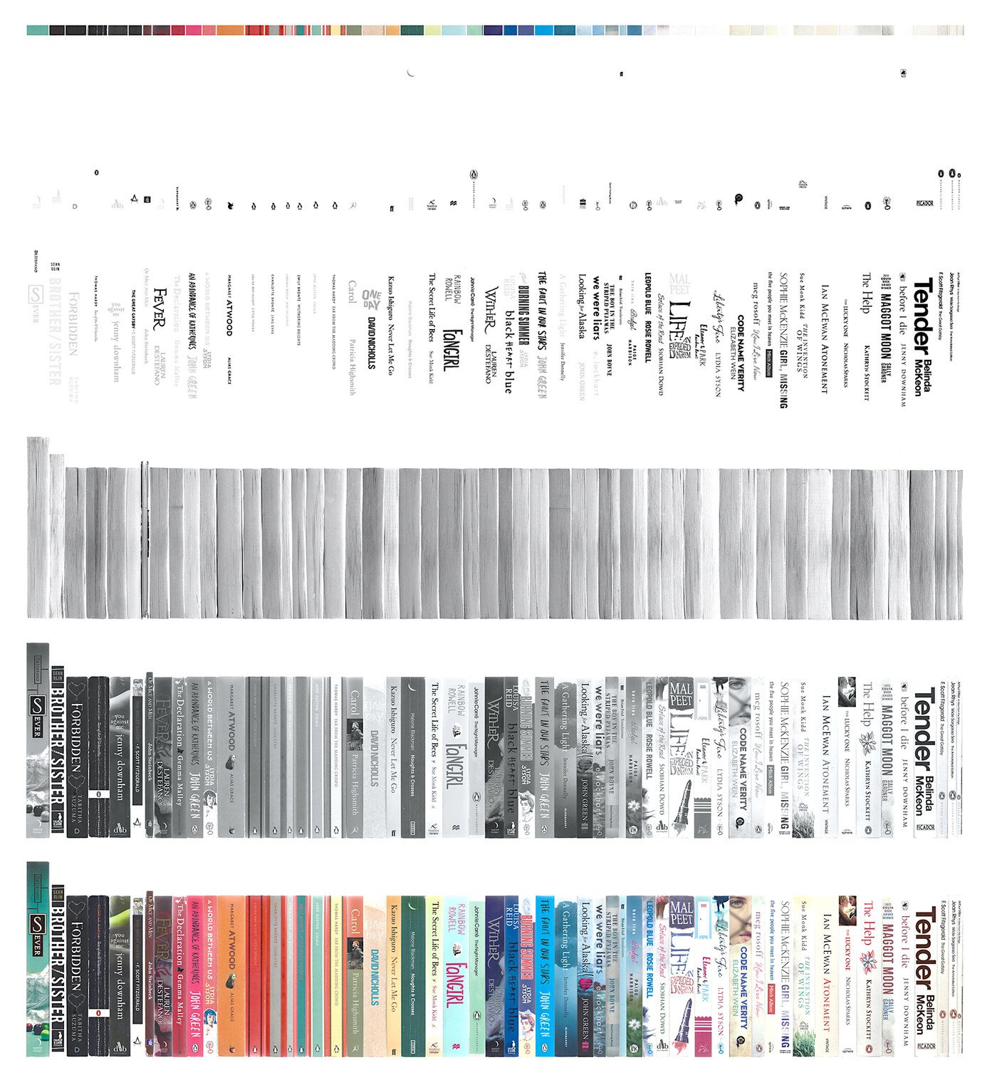 Anatomy of a Book Shelf – 54 Book Spines