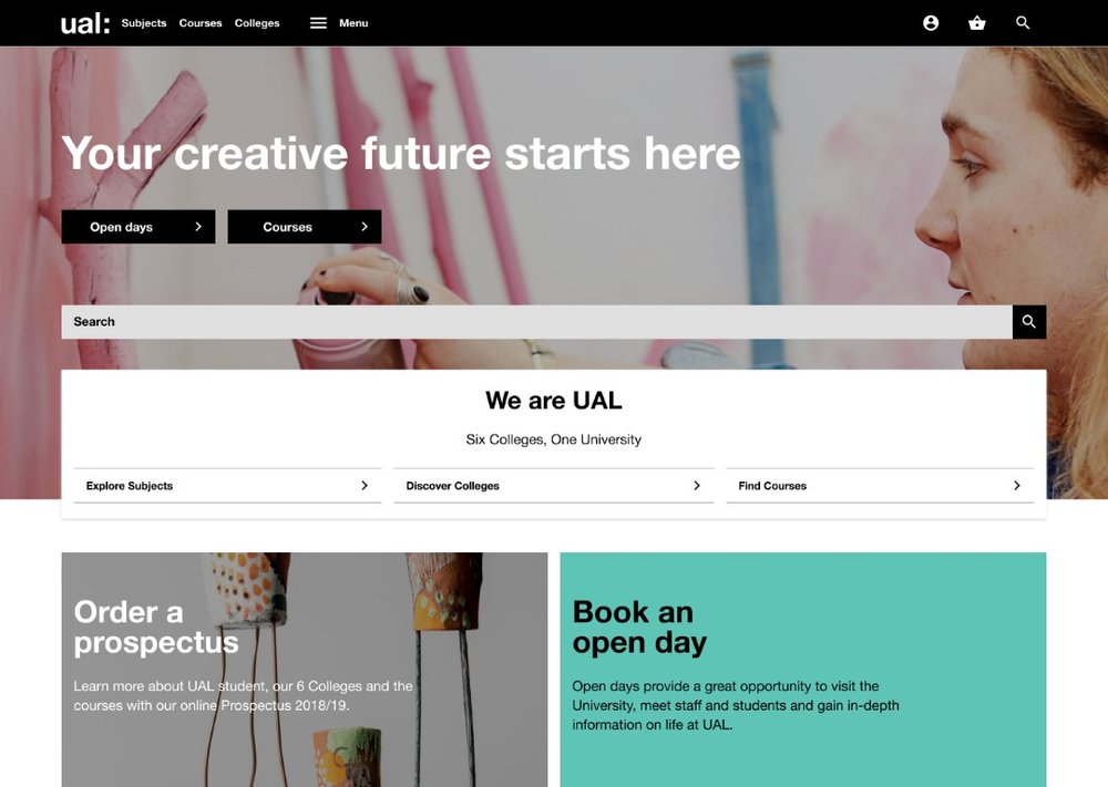 UAL's new website design