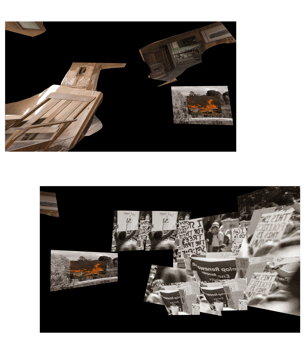 WebVR Website Link: https://climate-story-12454.glitch.me (available in mobile & desktop version). Desktop version ~W / A / S / D — Move around, ~Left-click + Drag — Look around; Mobile version ~Tap screen — Walk forward, ~Look down + Hold tap — Walk backward)