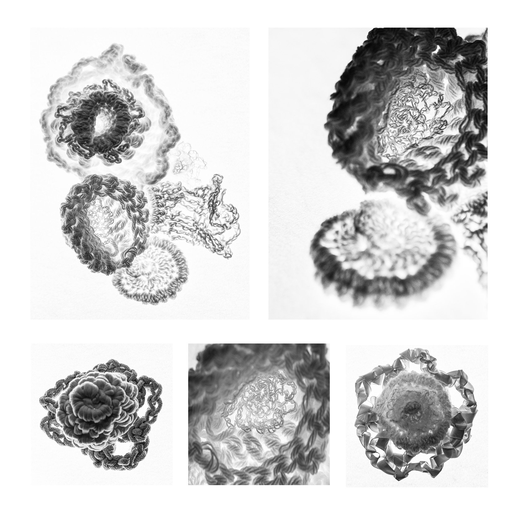 sculpture 02: crochet rounds combined
