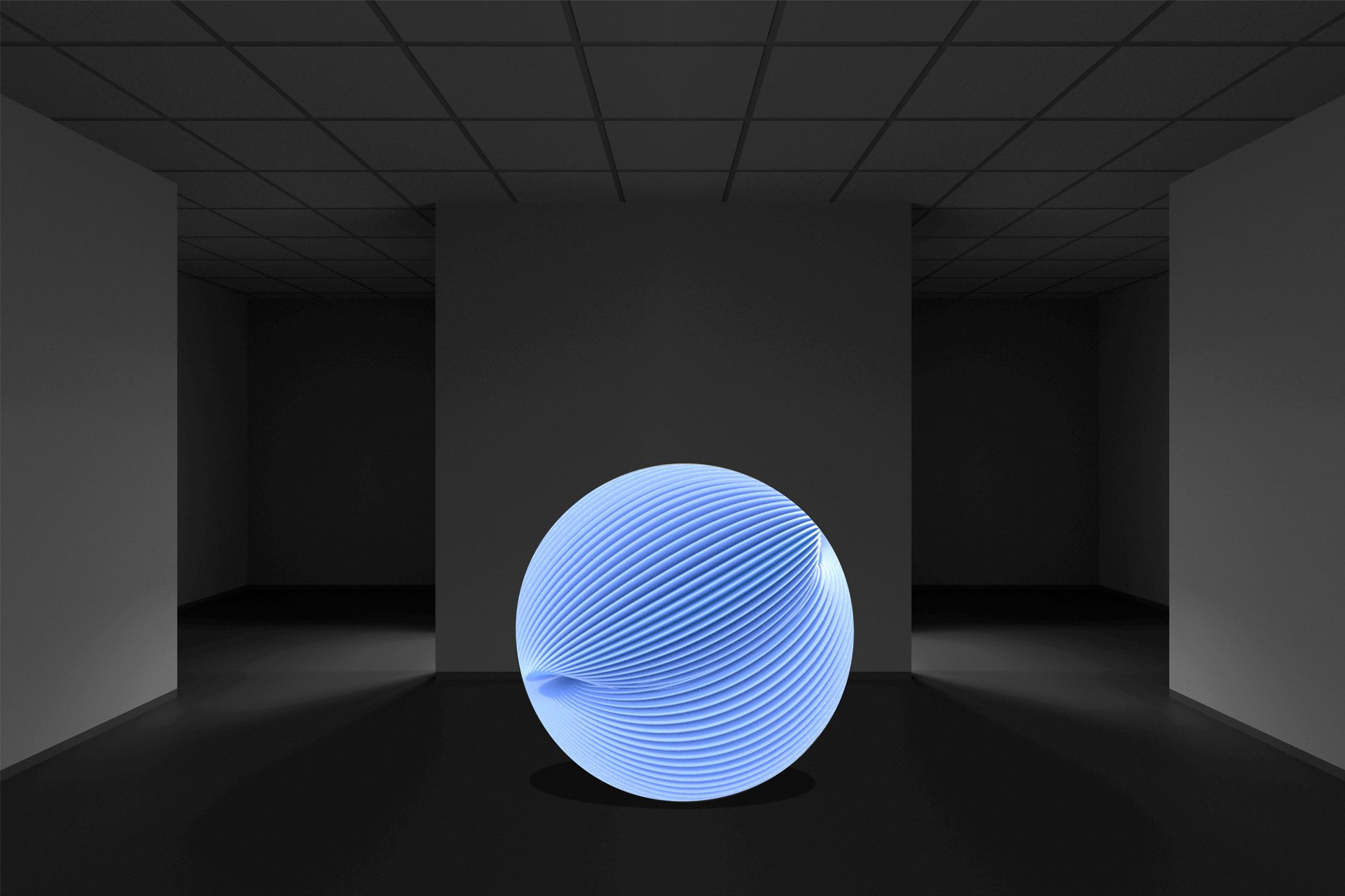 Project in situ. The video is projection mapped onto a touch-responsive glass globe. As the glass is touched the sound will change and with it a corresponding visual synesthesic response.