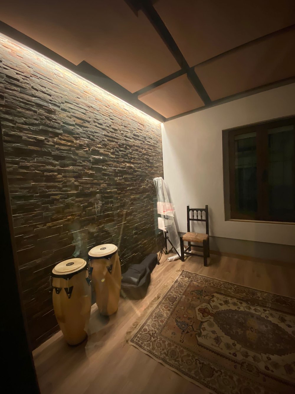 Image of recording studio interior with drums