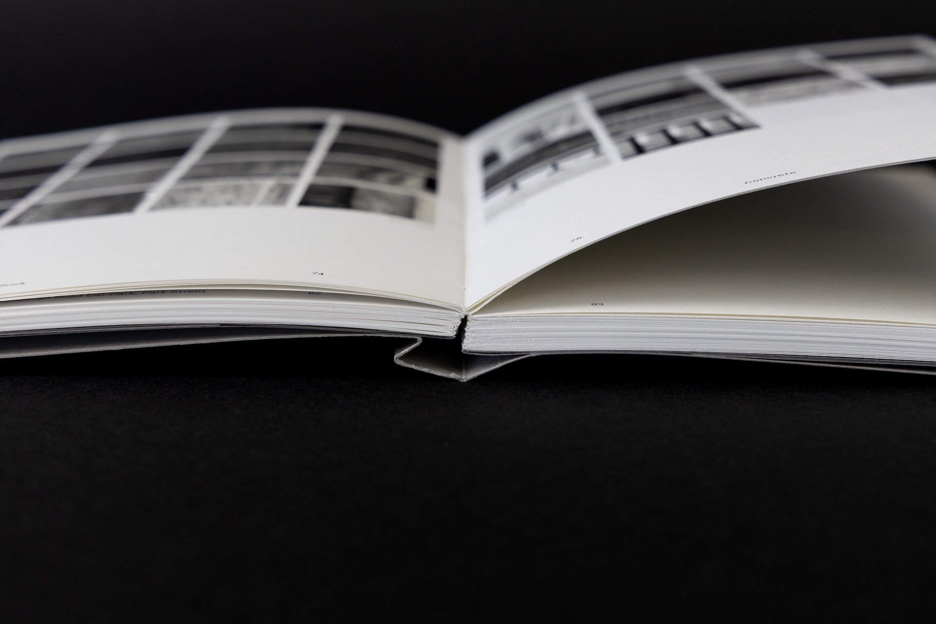 Hand-sewn and OTA bound into the cover, the book’s binding allows it to lay completely flat—enhancing readability and encouraging easier interaction. This method supports the quiet, observational tone by letting each image be viewed without distraction.