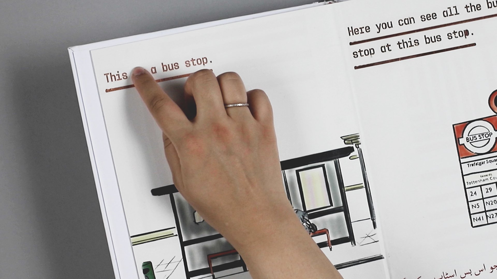 Each word in the book is touch sensitive and plays the sound of the word when touched. Similarly, the line at the bottom of each sentence is responsible for speaking out the sentence above.