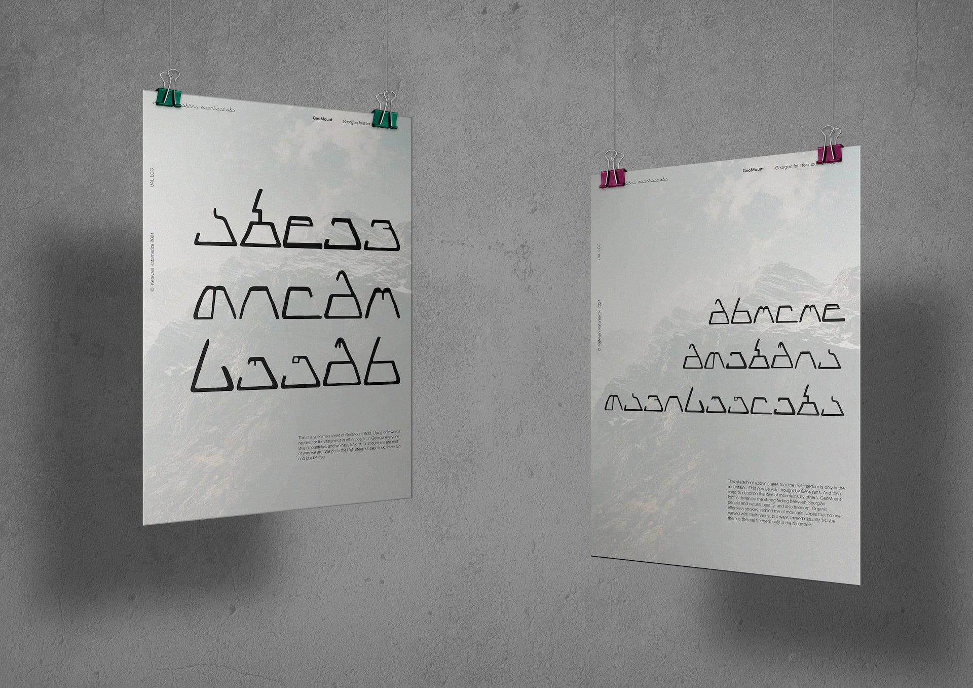 Posters showcasing 'GeoMount' font