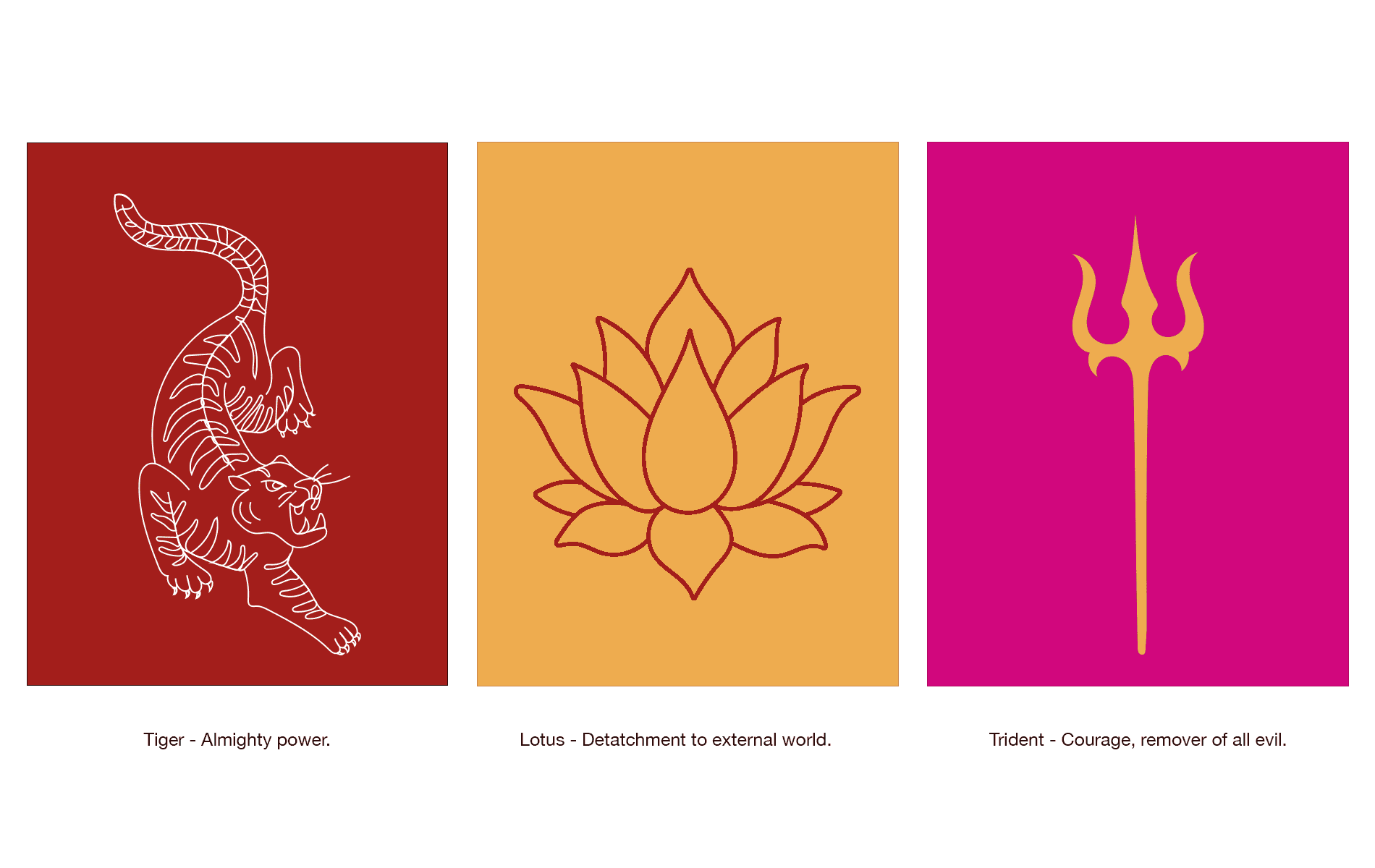 Representations of Durga Mata, Goddess of the divine feminine who manifests in many God-like forms. 