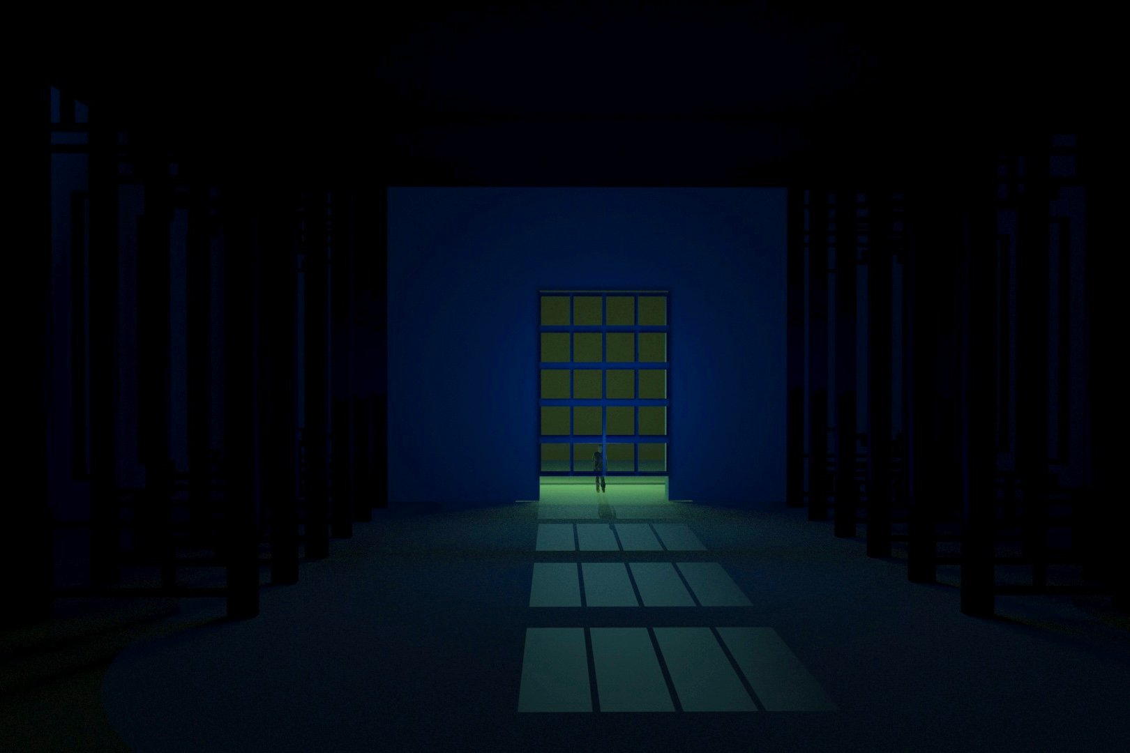 Finally, the fourth scene uses structured light through a gridded window to reflect order and introspection, illustrating the contrast between internal worlds and external realities.